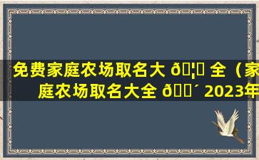 免费家庭农场取名大 🦟 全（家庭农场取名大全 🐴 2023年怎么取）